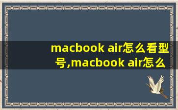 macbook air怎么看型号,macbook air怎么看参数